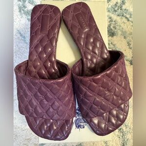 Burberry Quilted Burgundy Slide Sandals size 40